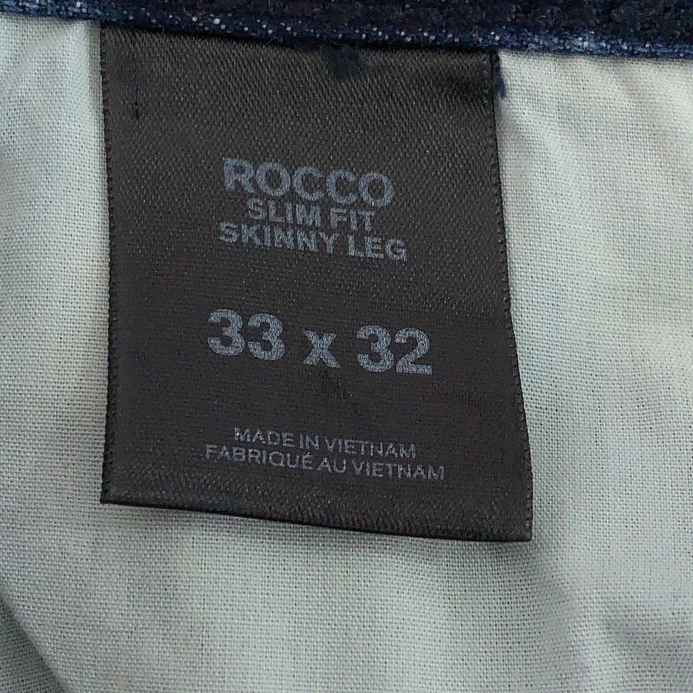 Express Mens Size 33 x 32 Dark Wash Distressed Rocco Slim Fit Skinny Jeans *Flaw